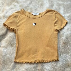 Yellow Kids T-Shirt with Heart Patch